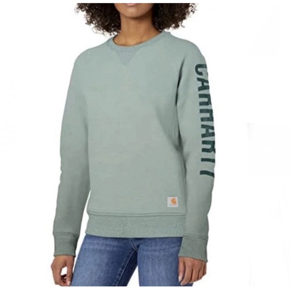 Carhartt Small 4/6 Green Relaxed Fit 104410-G86 Women's Crewneck Sweatshirt